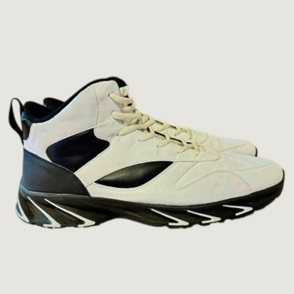 Joomra High Top Sneakers White Black Athletic Streetwear Mens Size 14 Eur 48 EUC